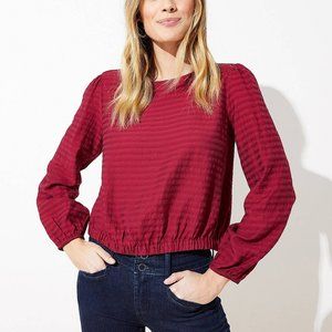 Ann Taylor LOFT Striped Wrap Back Cropped Top Red Sz S L XL NWT